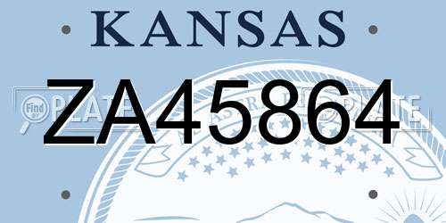 ZA45864 Kansas License Plate