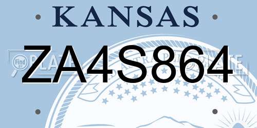 ZA4S864 Kansas License Plate