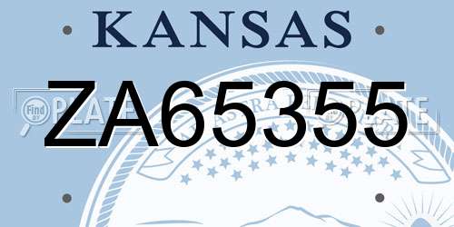 ZA65355 Kansas License Plate
