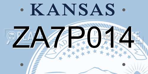ZA7P014 Kansas License Plate