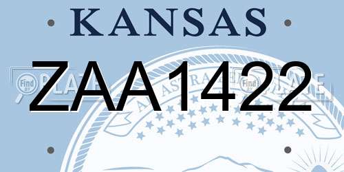 ZAA1422 Kansas License Plate