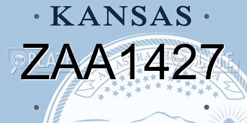 ZAA1427 Kansas License Plate