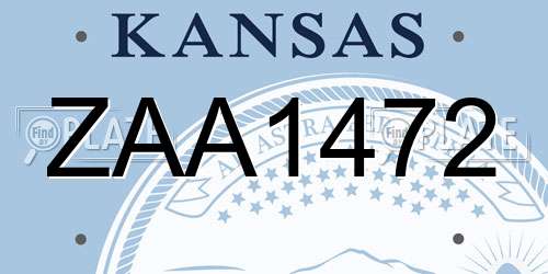 ZAA1472 Kansas License Plate