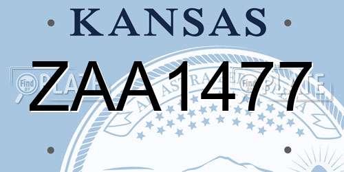 ZAA1477 Kansas License Plate