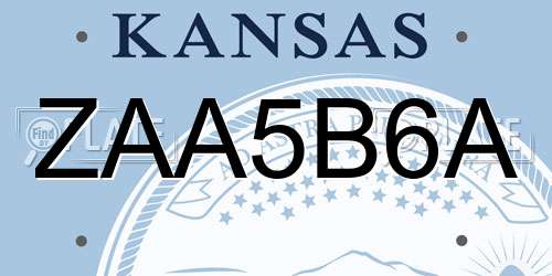 ZAA5B6A Kansas License Plate