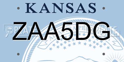 ZAA5DG Kansas License Plate
