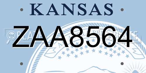 ZAA8564 Kansas License Plate