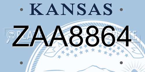 ZAA8864 Kansas License Plate