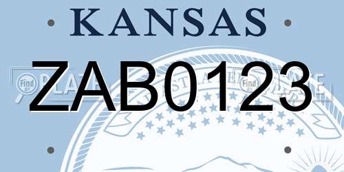ZAB0123 Kansas License Plate