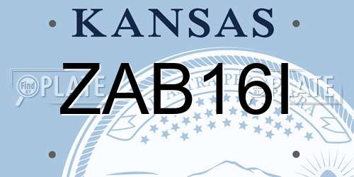 ZAB16I Kansas License Plate