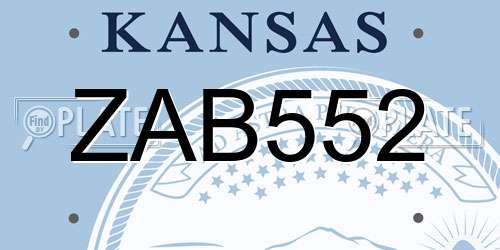 ZAB552 Kansas License Plate