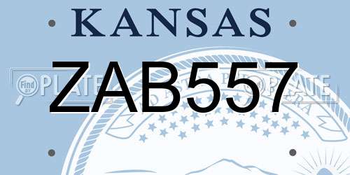 ZAB557 Kansas License Plate