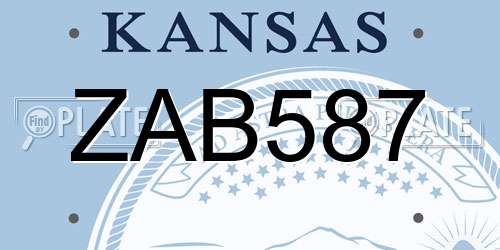ZAB587 Kansas License Plate