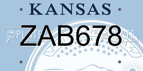 ZAB678 Kansas License Plate