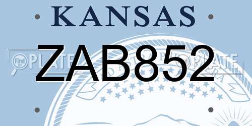 ZAB852 Kansas License Plate