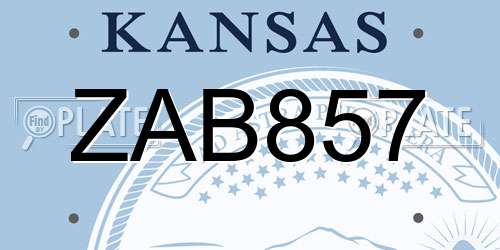 ZAB857 Kansas License Plate