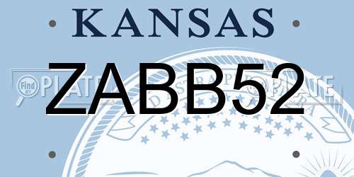 ZABB52 Kansas License Plate