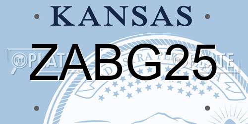 ZABG25 Kansas License Plate