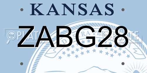 ZABG28 Kansas License Plate