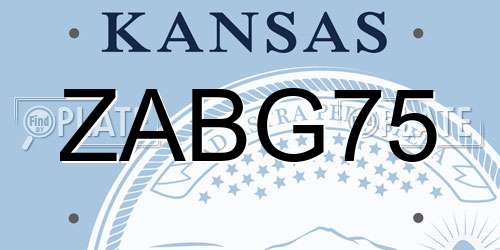 ZABG75 Kansas License Plate