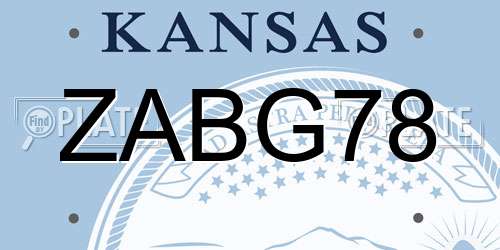 ZABG78 Kansas License Plate