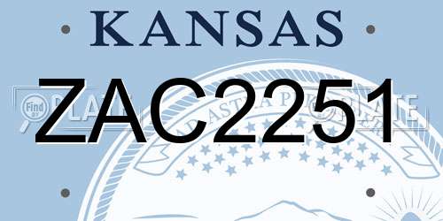 ZAC2251 Kansas License Plate