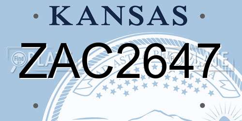 ZAC2647 Kansas License Plate
