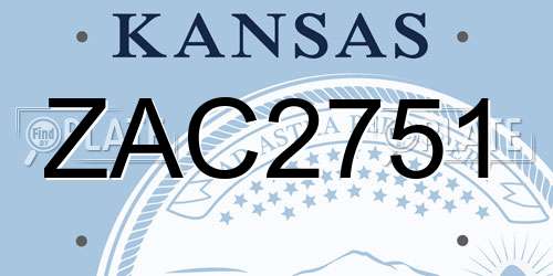 ZAC2751 Kansas License Plate