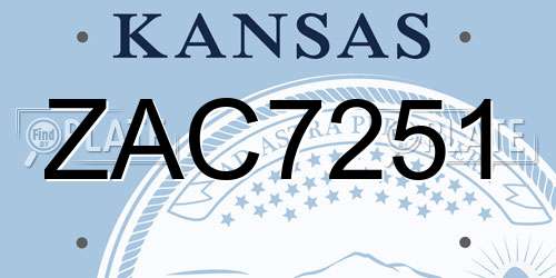 ZAC7251 Kansas License Plate