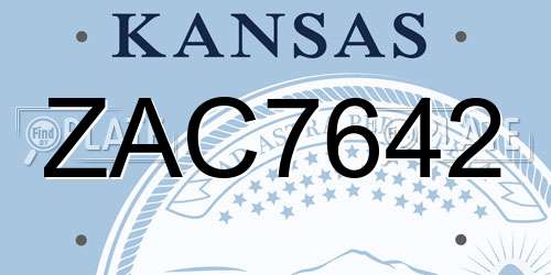 ZAC7642 Kansas License Plate