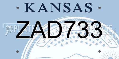 ZAD733 Kansas License Plate