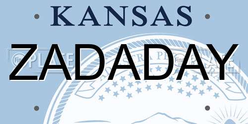 ZADADAY Kansas License Plate