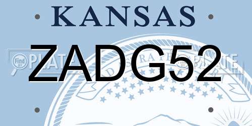 ZADG52 Kansas License Plate