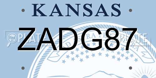ZADG87 Kansas License Plate