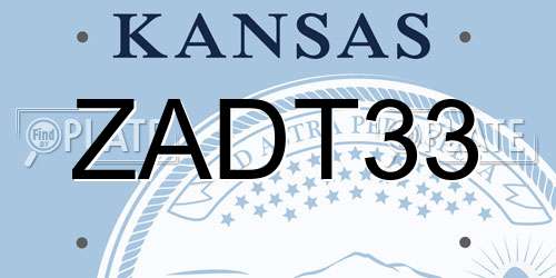 ZADT33 Kansas License Plate
