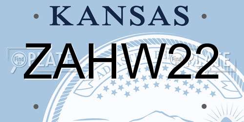 ZAHW22 Kansas License Plate
