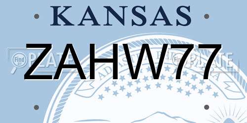 ZAHW77 Kansas License Plate