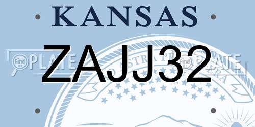ZAJJ32 Kansas License Plate