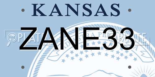 ZANE33 Kansas License Plate