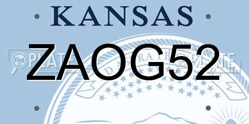 ZAOG52 Kansas License Plate
