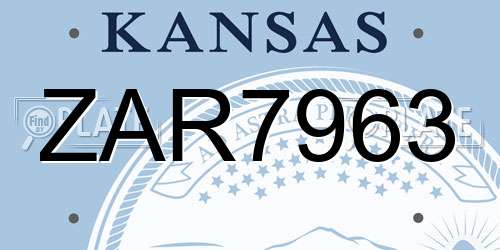 ZAR7963 Kansas License Plate