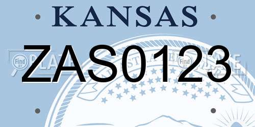 ZAS0123 Kansas License Plate