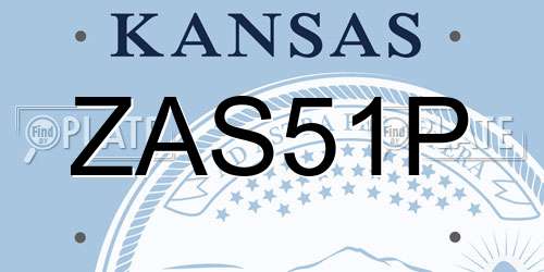ZAS51P Kansas License Plate