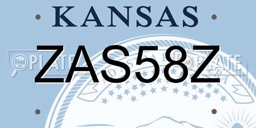 ZAS58Z Kansas License Plate