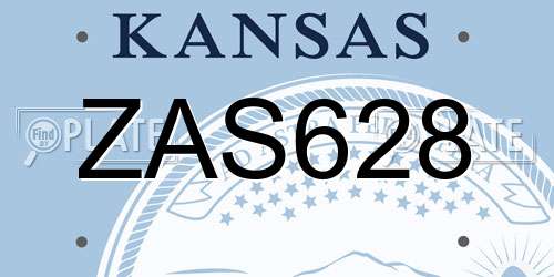 ZAS628 Kansas License Plate