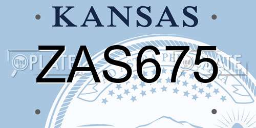 ZAS675 Kansas License Plate