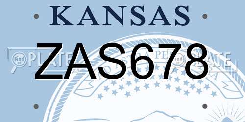 ZAS678 Kansas License Plate