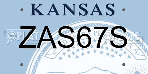 ZAS67S Kansas License Plate