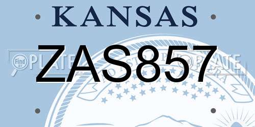 ZAS857 Kansas License Plate