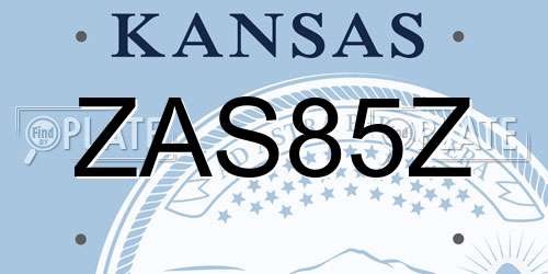 ZAS85Z Kansas License Plate